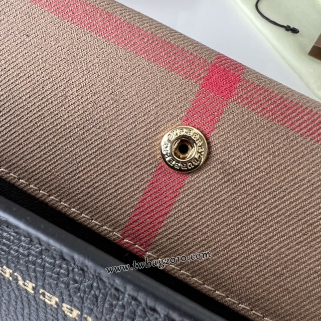 Burberry專門店新款格紋長錢包 巴寶莉小牛皮翻蓋女士錢包 yxb1406